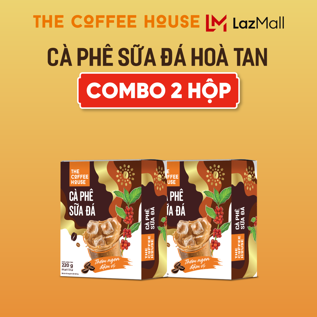 DUY NHẤT 5-7.5COMBO 2 TẶNG 1-The Coffee House cà phê sữa đá hoà tan Hộp 10