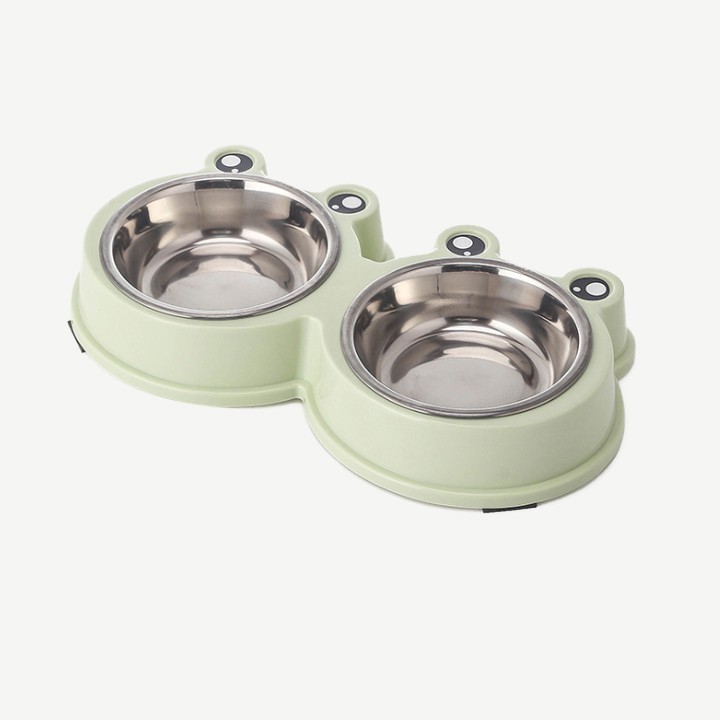 Bát Ăn Đôi Cho Chó Mèo Lòng Inox Tháo Rời