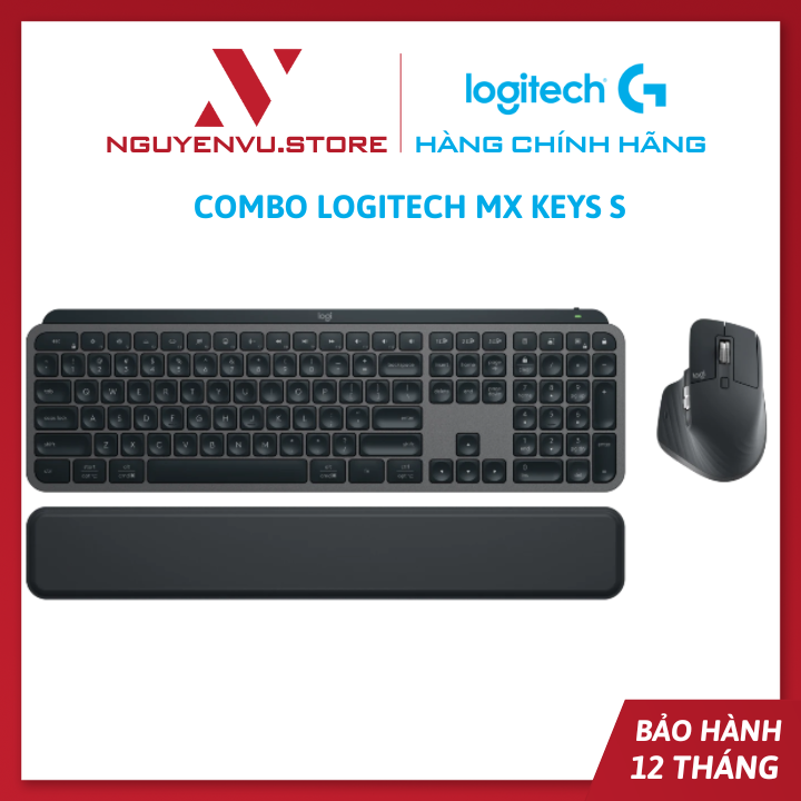 Combo Logitech MX keys s wireless Bluetooth Keyboard & Mouse Combo - portable with armrest lighting USB-C-authentic