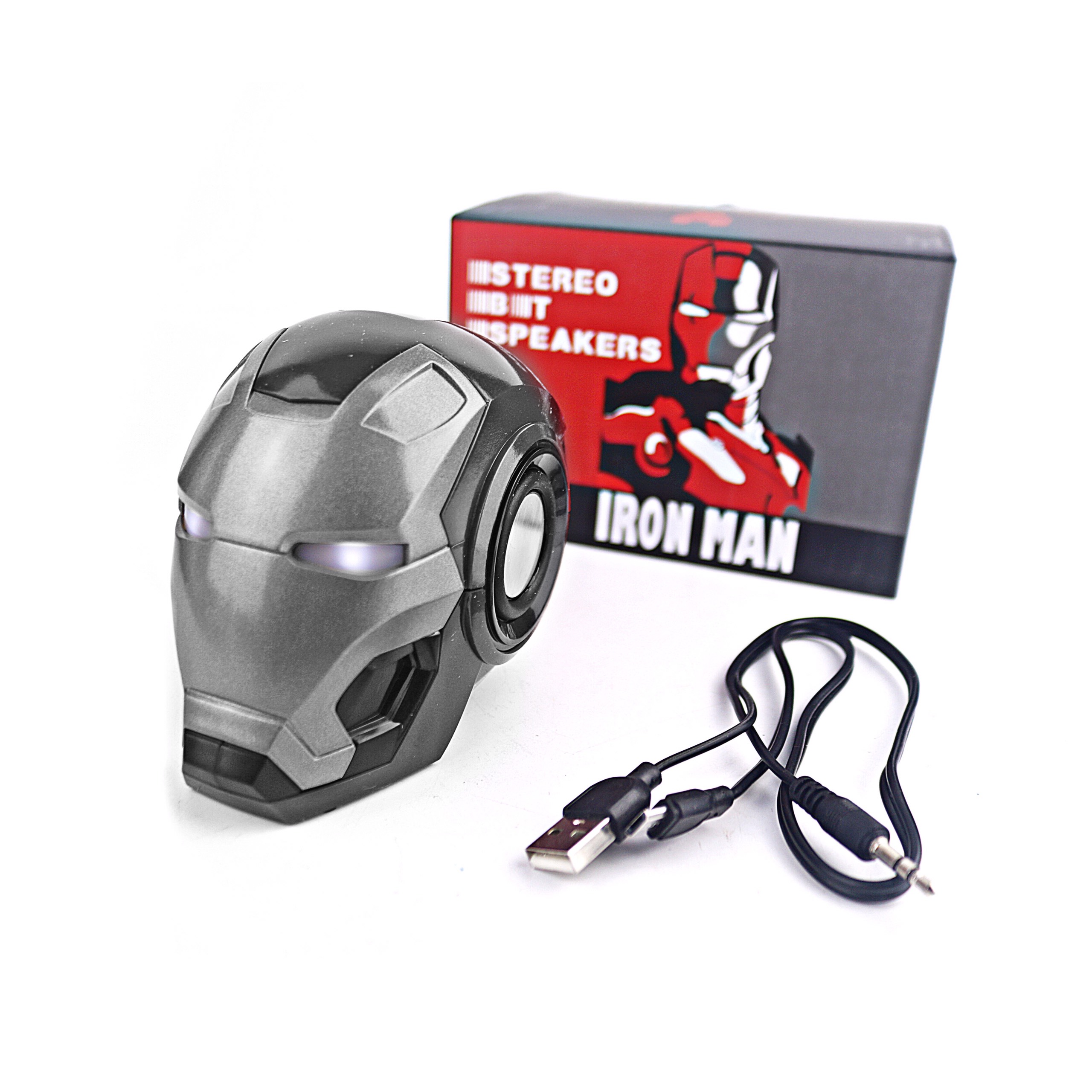 Loa Bluetooth IRON MAN ENDGAME Nghe Nhạc Cầm Tay Không Dây Âm Bass Cực Hay, Âm Thanh Chất Lượng Mắt Có Đèn Led Cực Bắt Mắt, Gắn Thẻ Nhớ, Đài FM, Cổng 3.5, Nhiều Màu Sắc