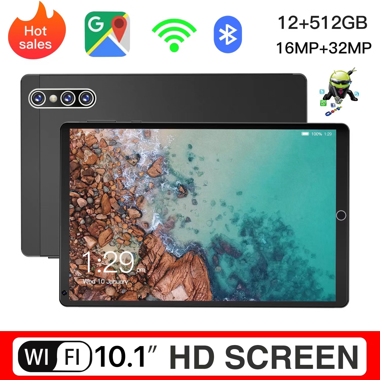 Máy tính bảng 10.1 inch HD full màn hình 512GB chính hãng giá rẻ Máy tính