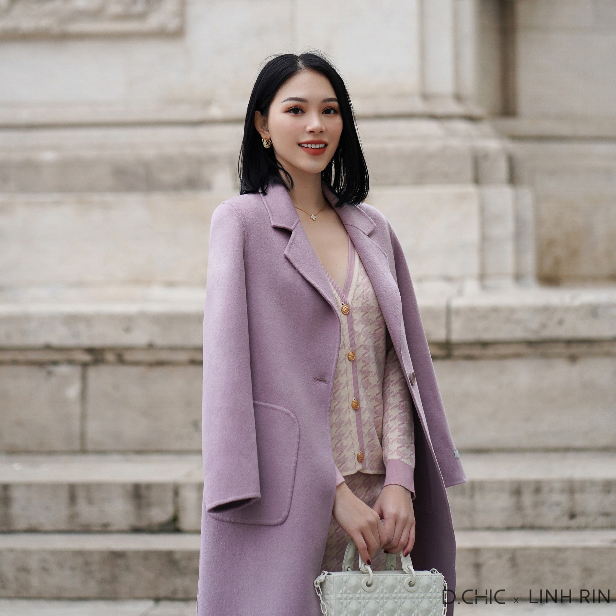 D.CHIC Chân váy len ngắn ôm họa tiết MS: 388021