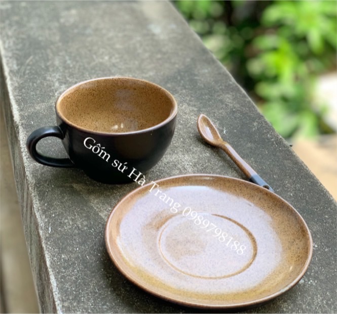 Set cốc đĩa capuchino gốm sứ Bát Tràng cao cấp