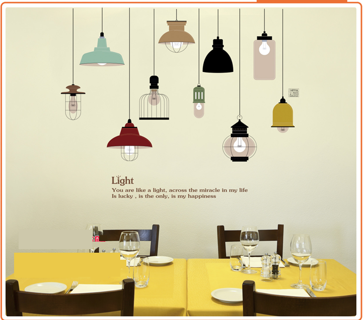 DECAL DÁN TƯỜNG CHÙM ĐÈN ĐỦ MÀU LIGHT