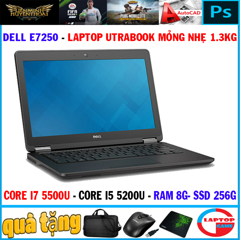 siêu mỏng Dell latitude E7250 core i7 5500U, core i5 5200u,ram 8g, ssd 256g, màn 12.5in, nặng 1.3kg, dòng laptop đẳng cấp doanh nhân víp