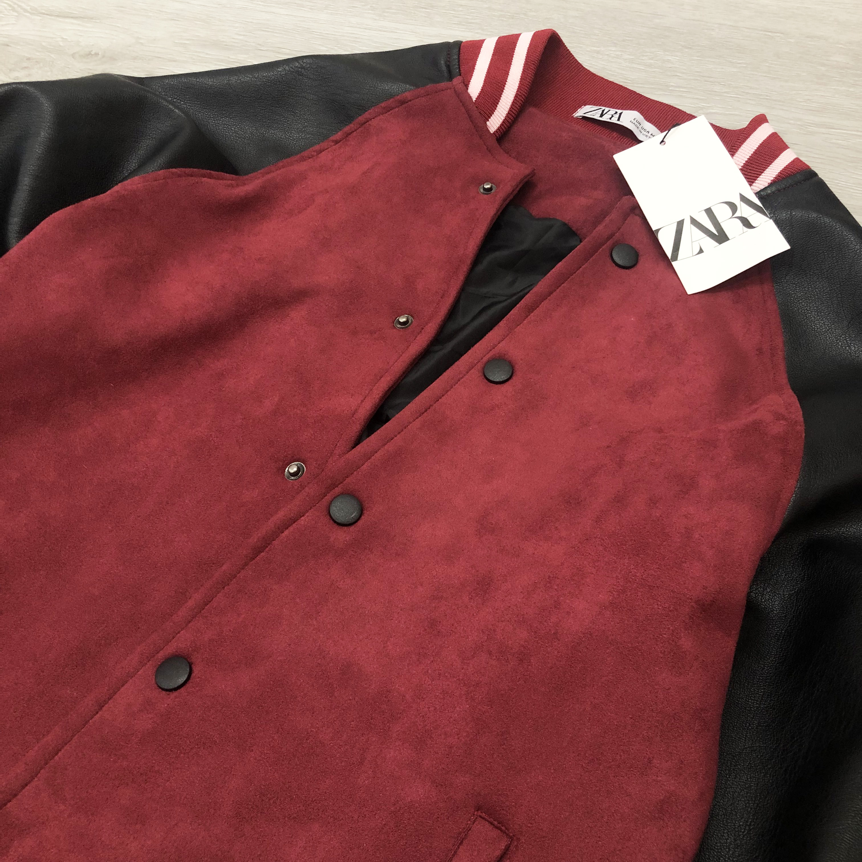 Áo bomber nam, áo khoác bomber da lộn phối day da.