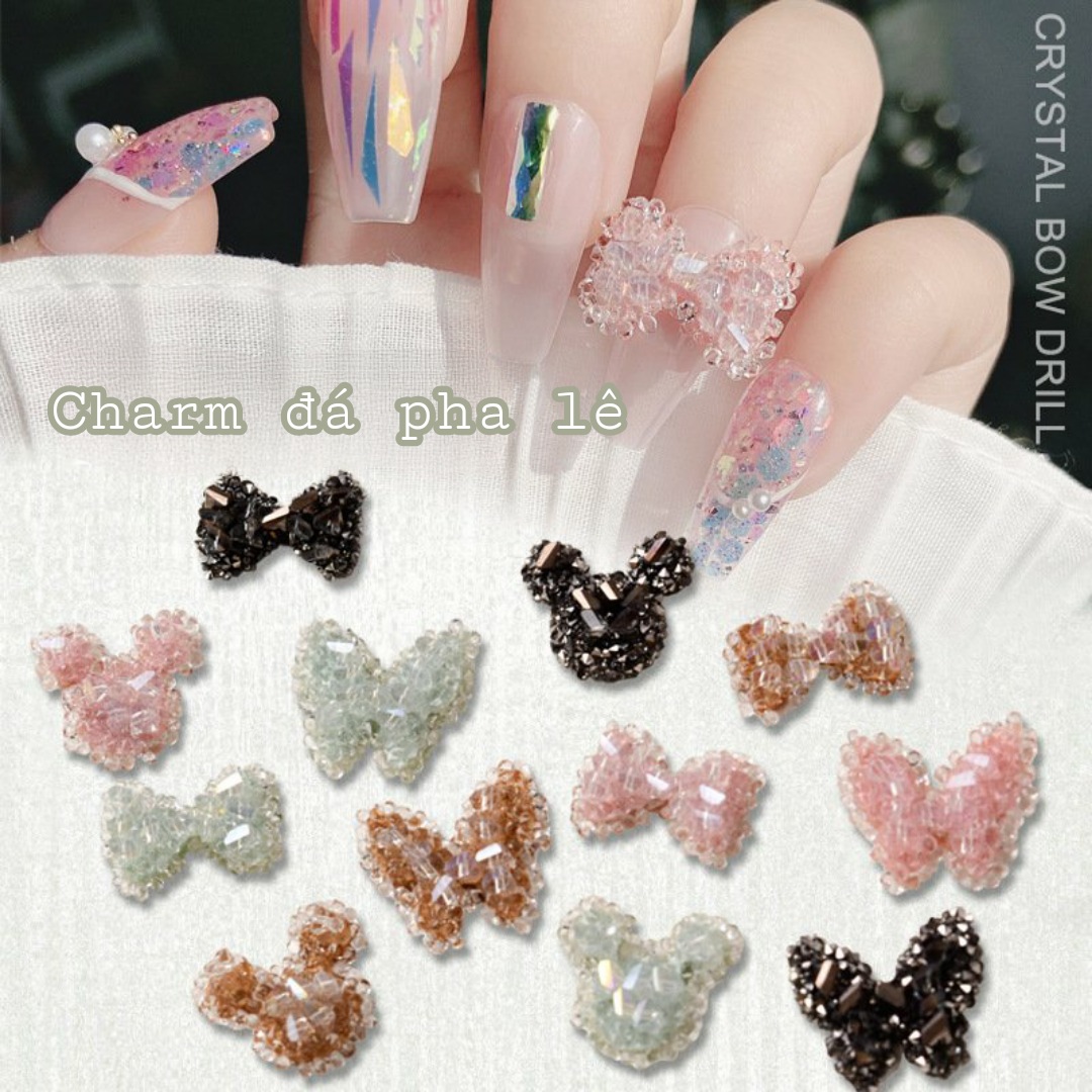 Charm Đá Pha Lê Pastel | Bướm Nơ Mickey Trang Trí Móng