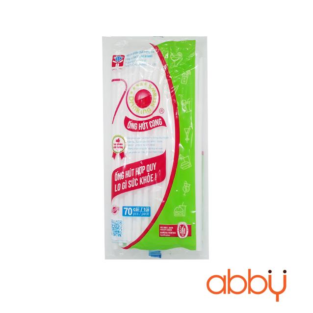 Ống hút nước mía nước dừa trắng bé có xoắn 1 đầu 1 gói 70 cái
