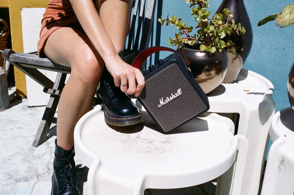 Marshall Stockwell II Portable Bluetooth Speaker, Black and Brass