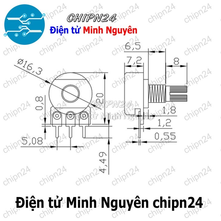 [3 cái] (F146) Biến trở Volume Đơn 5K Trục 15MM WH148 (B502 502 Trục dài 15mm 3 chân) - HH000147