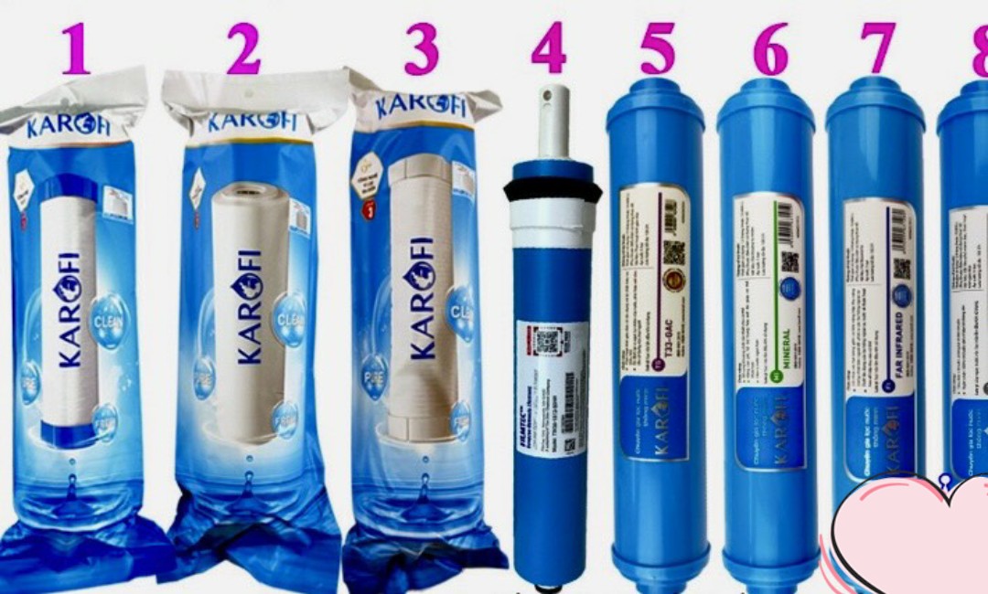 Combo 8 lõi lọc nước ka ro i chính hãng 12345678 - lõi 123 màng ro,lõi khoáng 5678 sản phẩm chính hãng ,