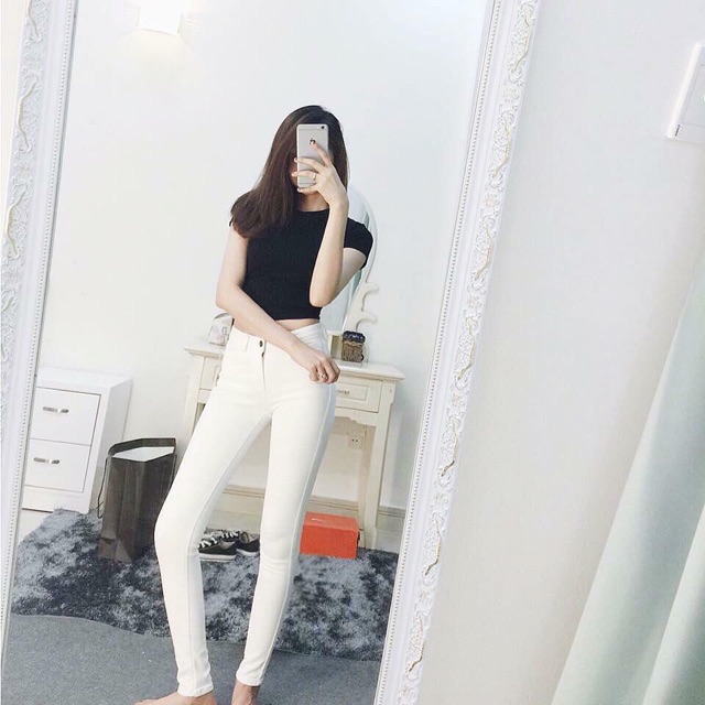 Quần bò ôm Body đen, trắng hàng Quảng Châu