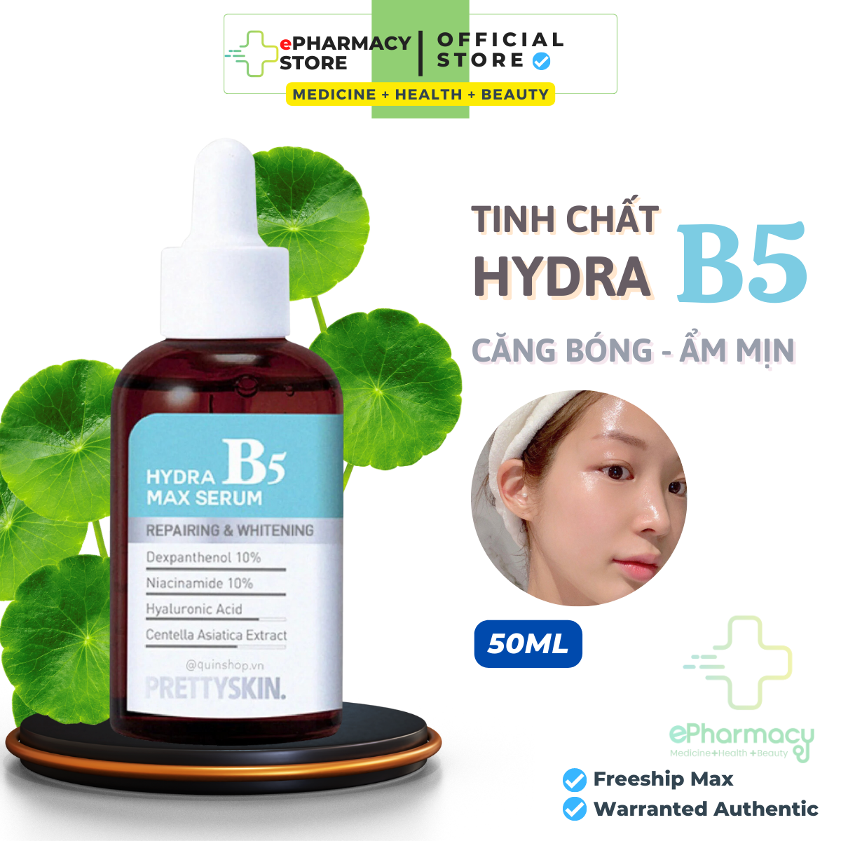 Serum b5 prettyskin dưỡng trắng da căng bóng - tinh chất hydra b5 max serum pretty skin 50ml