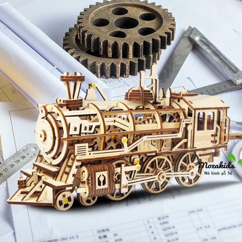 Mô hình lắp ráp gỗ 3D  (ĐC-01)  Cơ động học Đầu Máy (PT-01) Xe Lửa - Locomotive Robotime