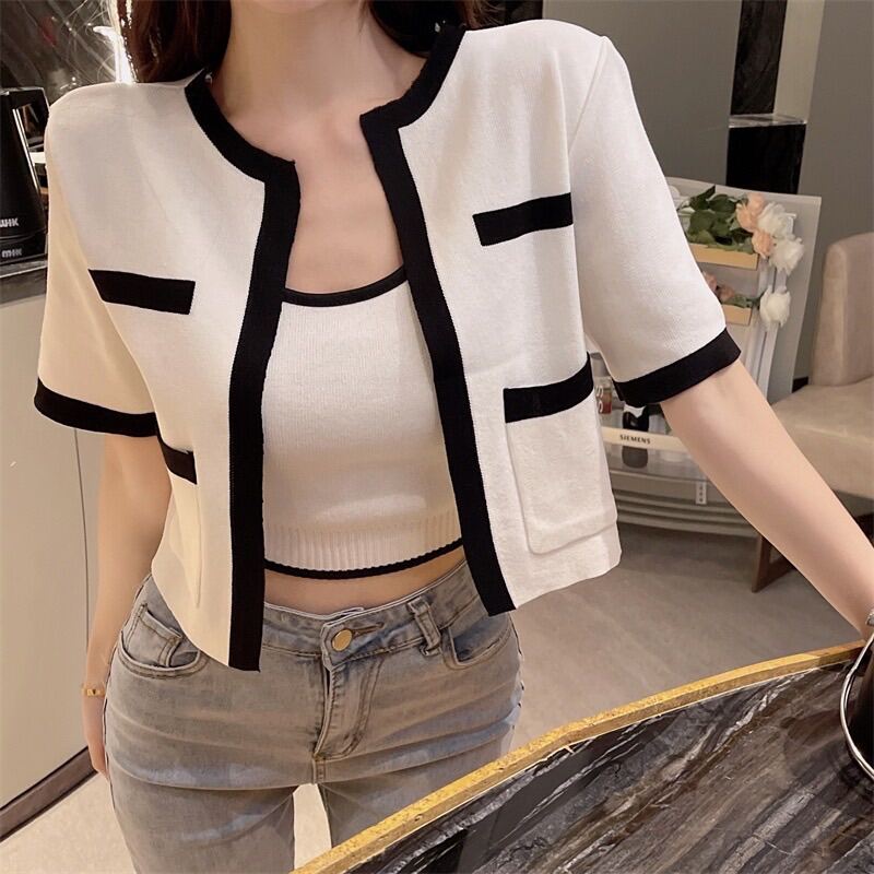 Set 2 Món Áo Khoác Phối Viền + 2 Dây