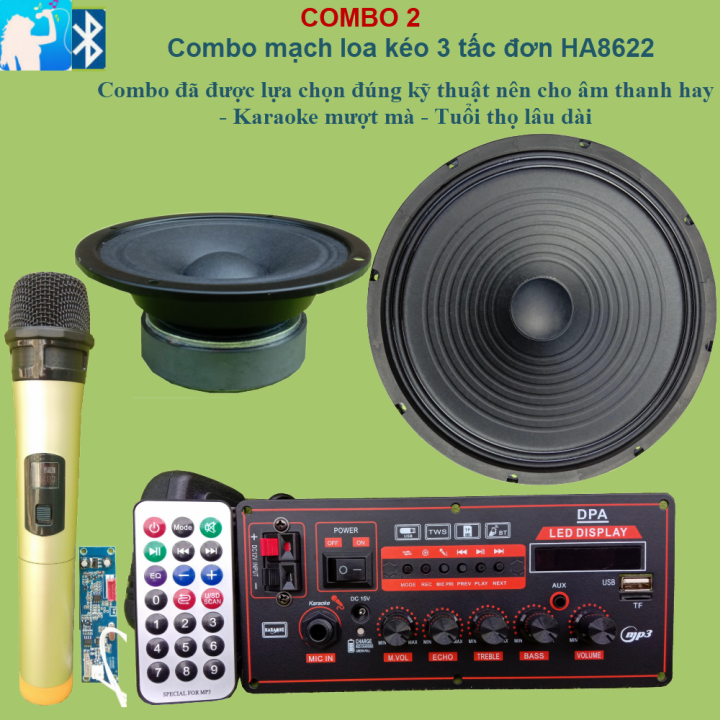 [HCM]Combo mạch loa kéo 3 tấc đơn HA8622 - Combo 2 Micro đơn VHF