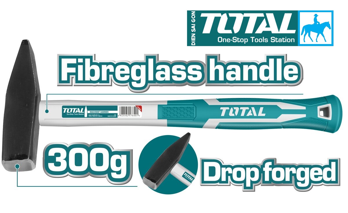 Búa thép cán nhựa đóng đinh cơ khí 300g 300mm total tht713006