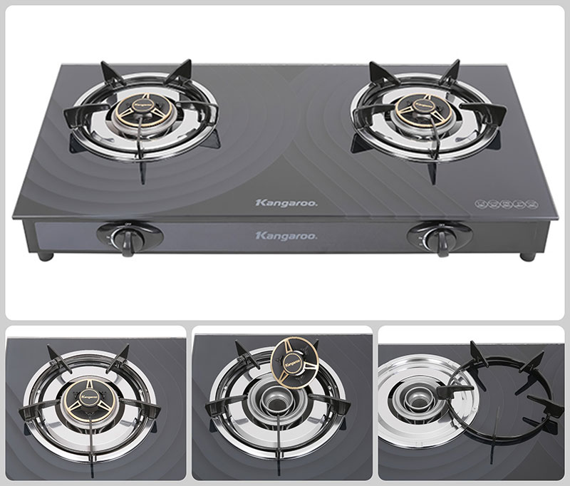 Bếp ga đôi kangaroo kg519m+tặng dây gas- trưng bày đẹp 98-99%- bảo hành 12 tháng