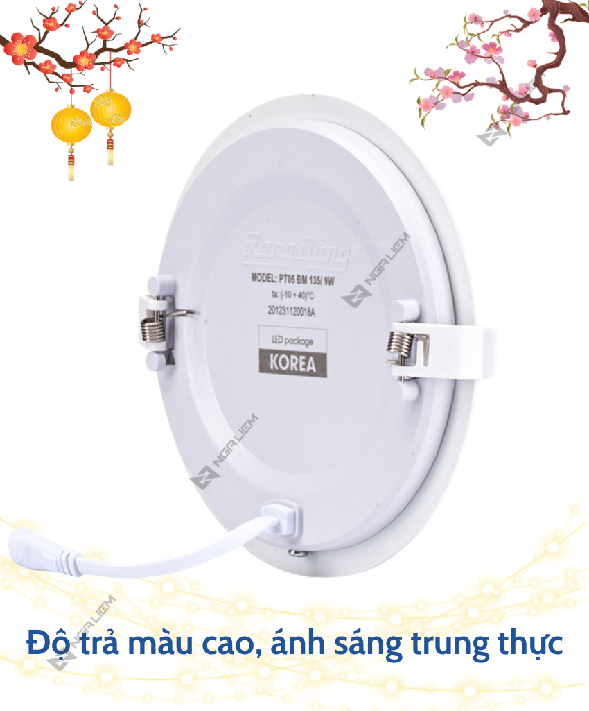 Đèn LED Panel tròn PT05 9W/135 Rạng Đông (Viền Vàng/ Viền Bạc)