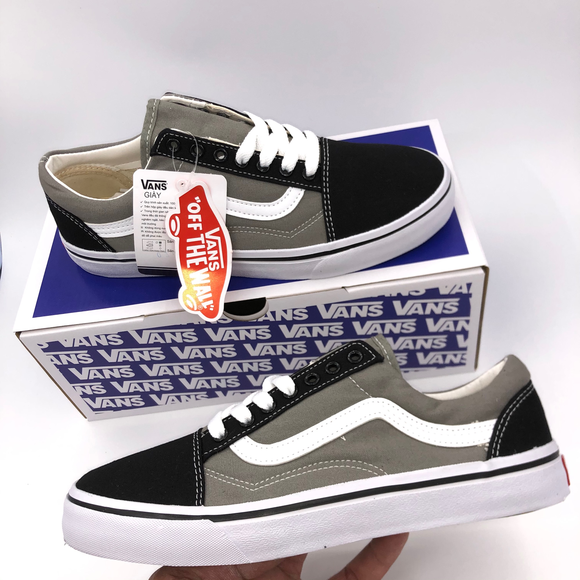 GIÀY VANS OLD SKOOL XÁM/ĐEN (Full box, tag)