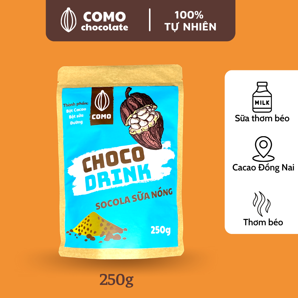 Bột socola sữa 3 trong 1 thơm béo đậm đà 250g Como Chocolate