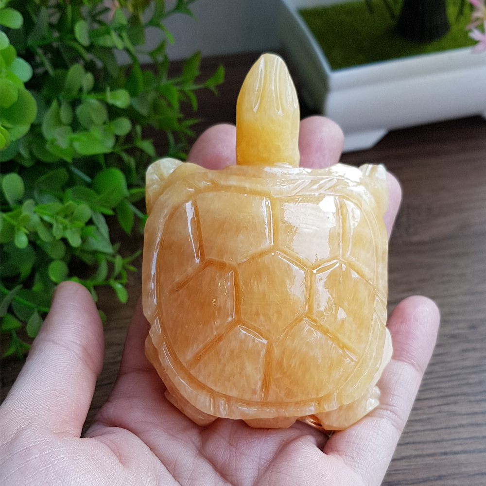[HCM]Cụ Rùa VÀNG bằng đá thạch anh thiên nhiên size 8cm