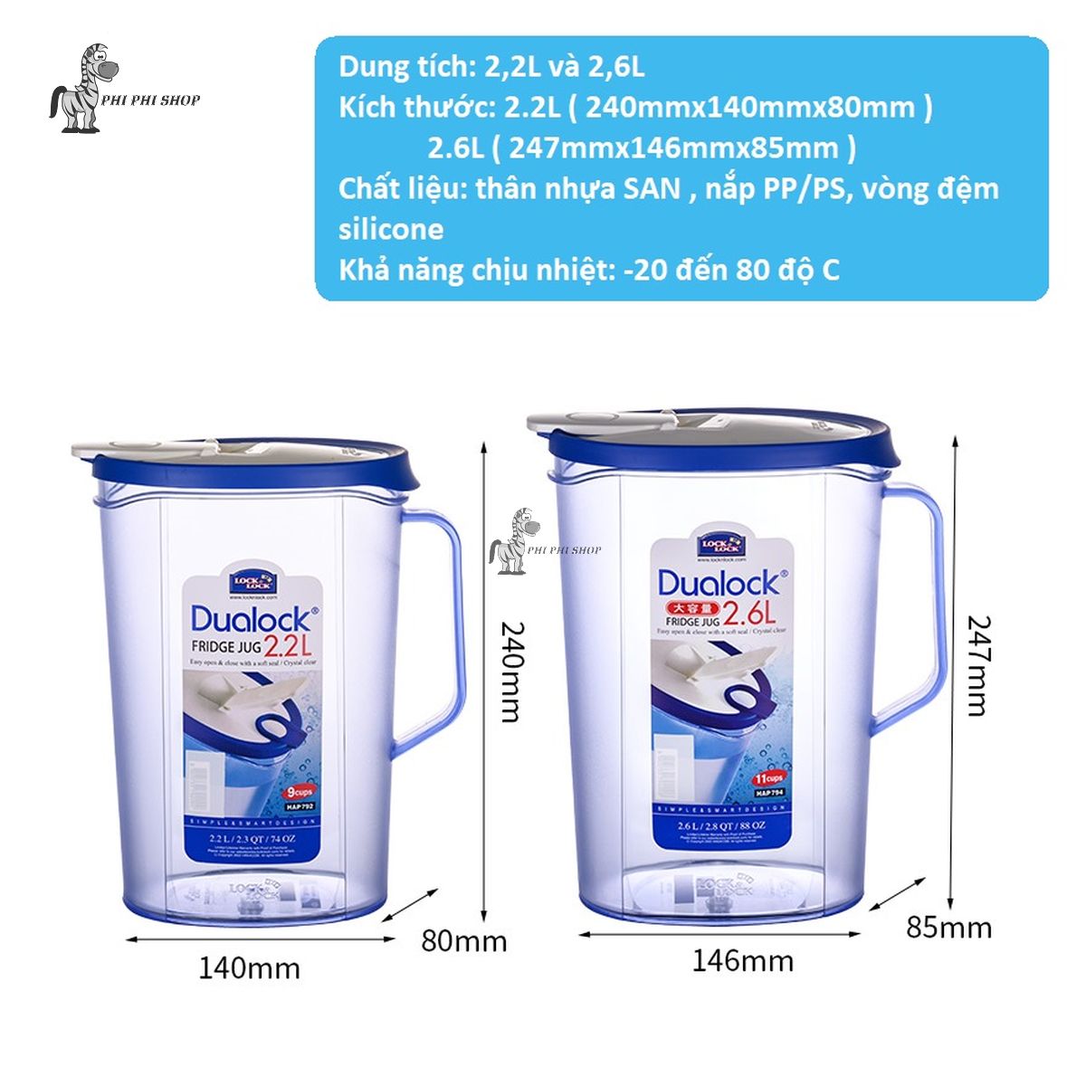 Bình đựng nước Lock&Lock Dual Lock 2,6L HAP794