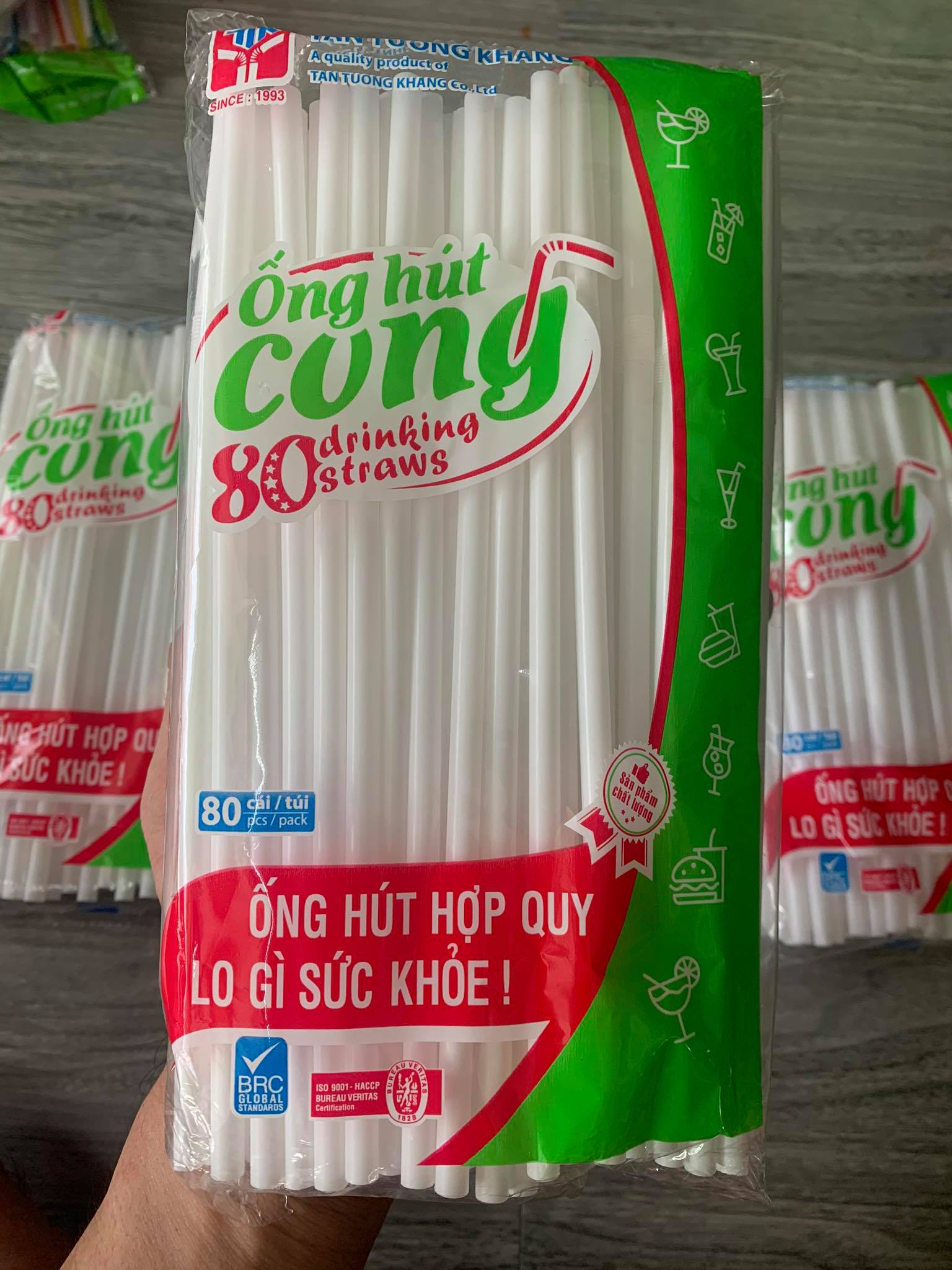 ống hút cong - gói 80 ống