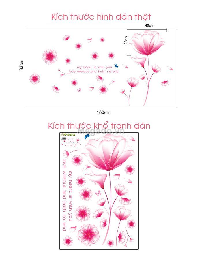 decal dán tường hoa hồng pha lê 3D