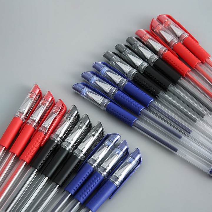 Combo 5 Bút bi nước viết êm tay không lem mực ra tay, bút bi giá rẻ sẵn 3 màu đen xanh đỏ, đồ dùng văn phòng phẩm cho học sinh, văn phòng