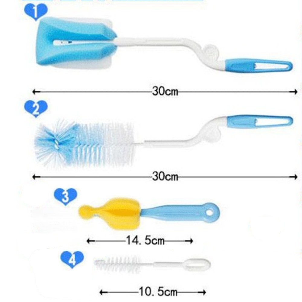 Bộ dụng cụ cọ rửa bình sữa và núm ty cho bé gồm 4 chi tiết