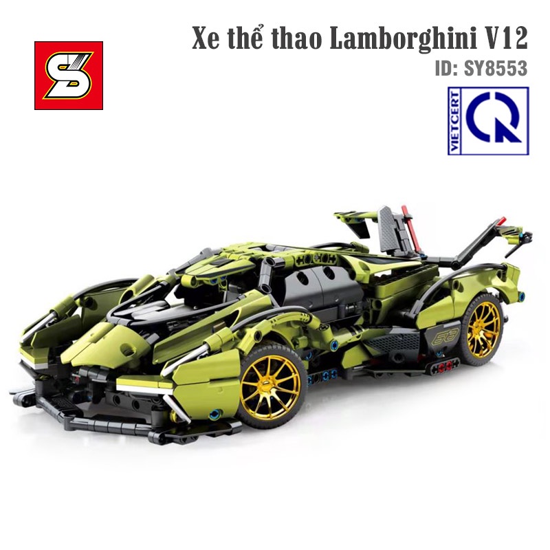 Lego lắp ghe'p ô tô- đồ chơi mô hình Siêu xe Lamborghini V12 Visito GT điều khiển từ xa. Bảo hành 12 tháng toàn quốc