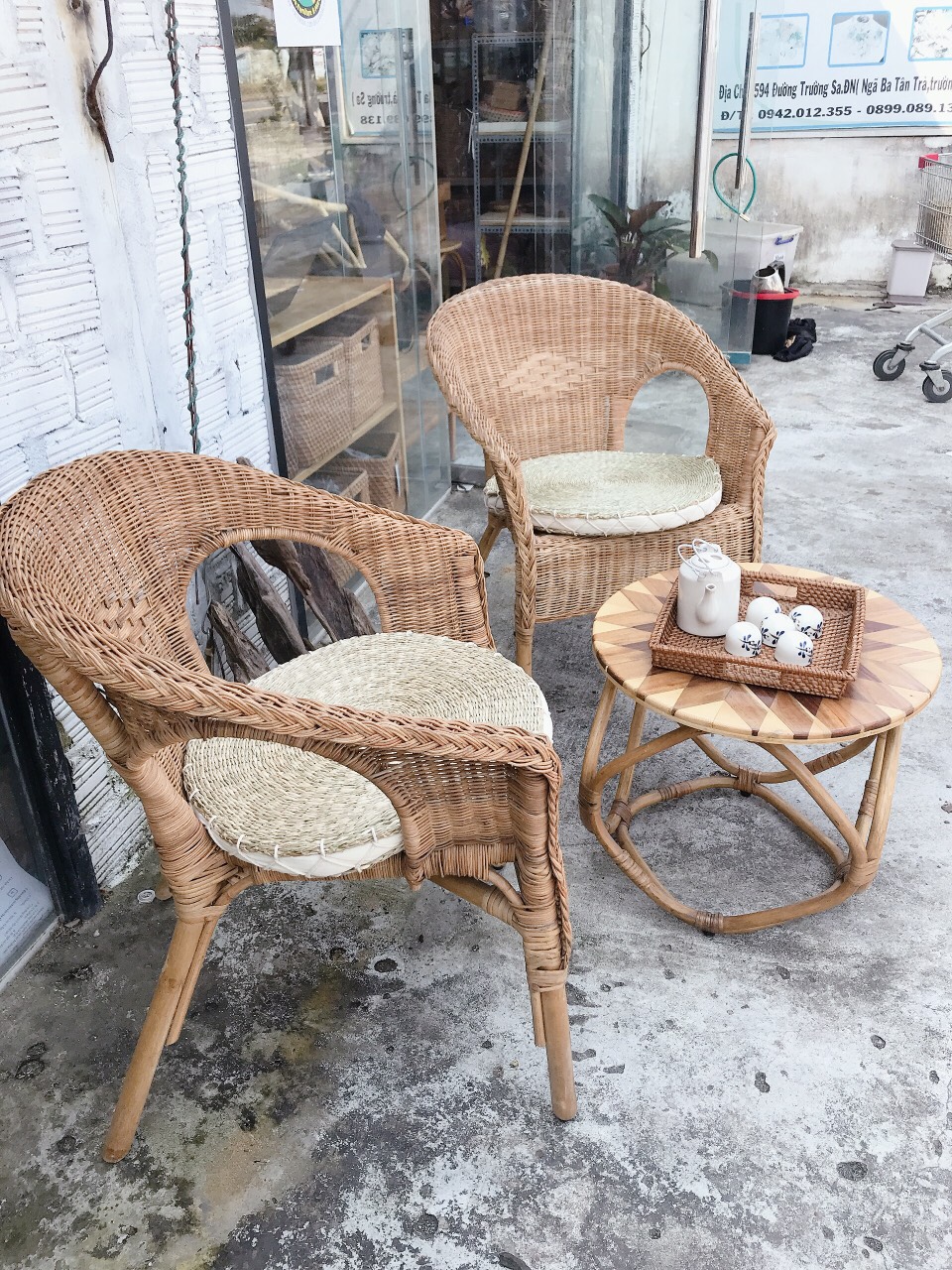 Bàn Trà Mây Các Kích Thước Phong cách Vinage Boho Siêu Xinh Xắn Decor Trang Trí Nhà Cửa Phòng Bé, Phòng Khách, Ban Công