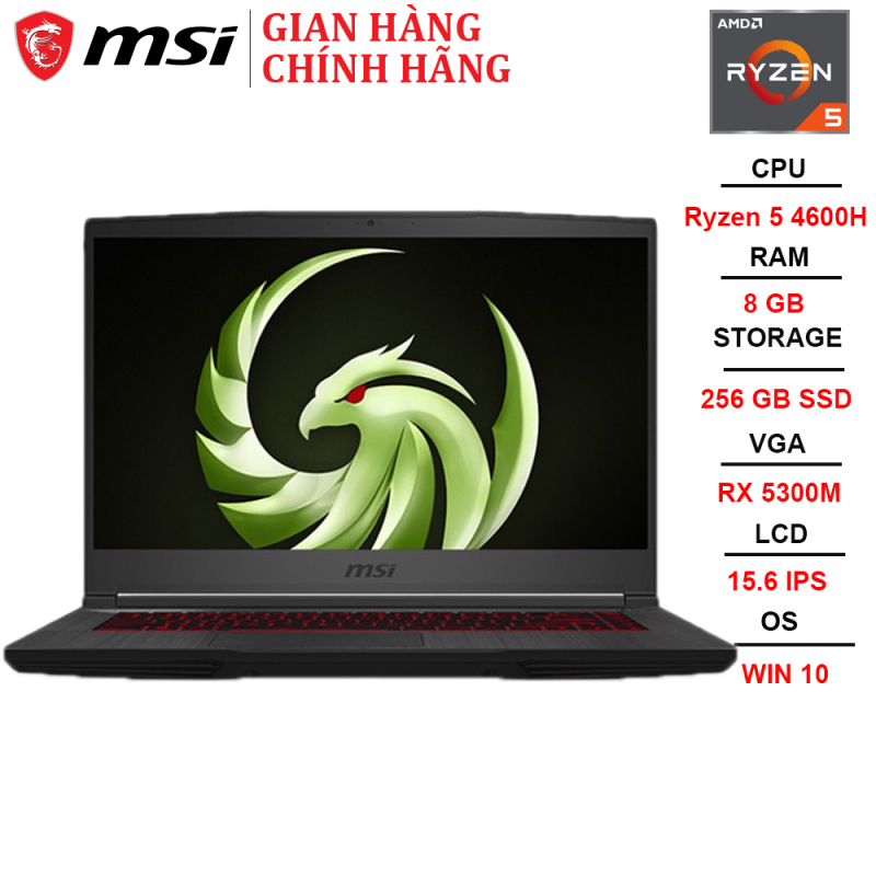 Bảng giá Laptop MSI Bravo 15 A4DCR-052VN R5-4600H | 8GB | 256GB | VGA RX 5300M 3GB | 15.6 FHD | Win 10 Phong Vũ