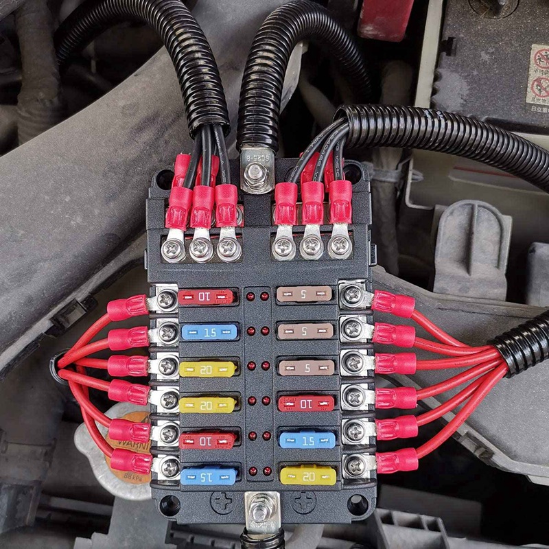 12V 12 Way Marine Fuse Block Fuse Panel With Ground 12 Volt Fuse Box 