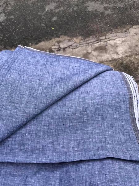 vải linen tưng 2 sợi xanh jean