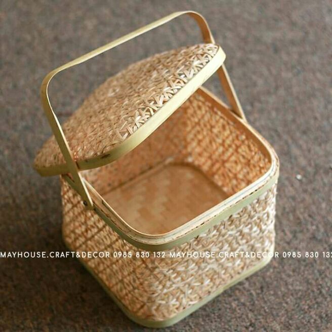 Hộp tre vuông hoa thị (0978945425)