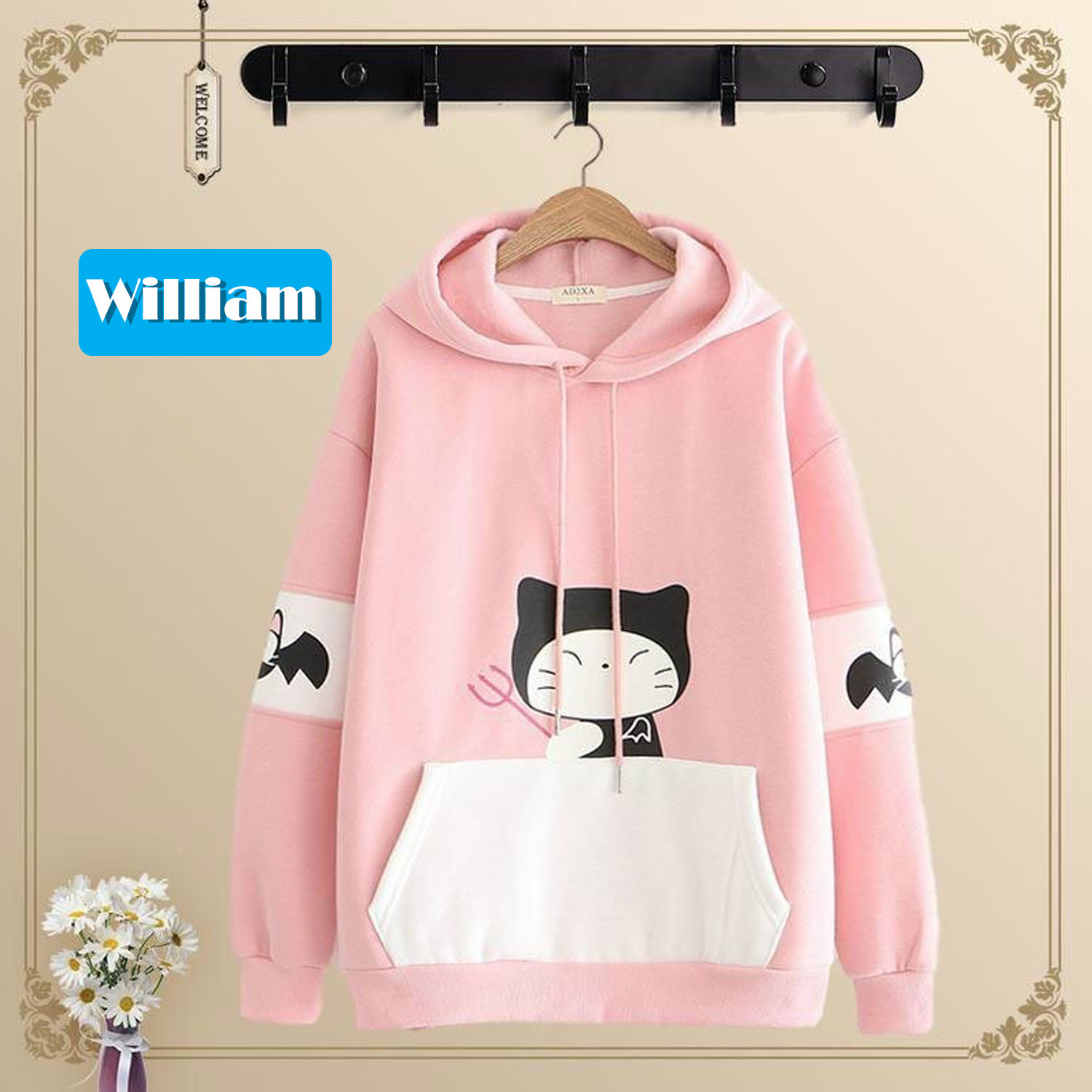 [HCM]Áo hoodie nữ phối màu giữ ấm - Áo khoác nỉ chui đầu dễ thương William Store - NL174