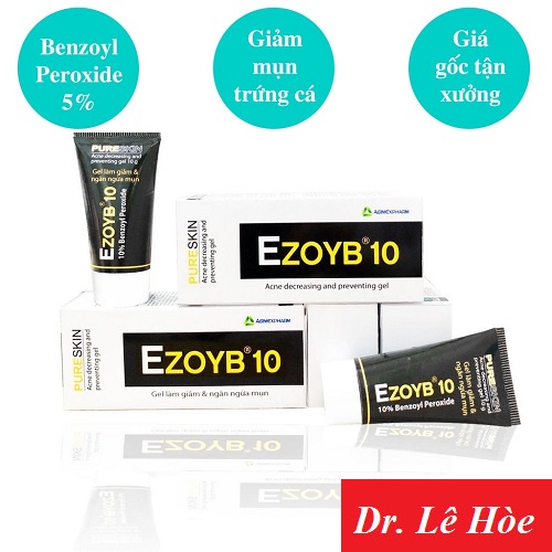 Gel làm giảm và ngăn ngừa mụn ezoyb 15g benzoyl peroxide 5% 10%