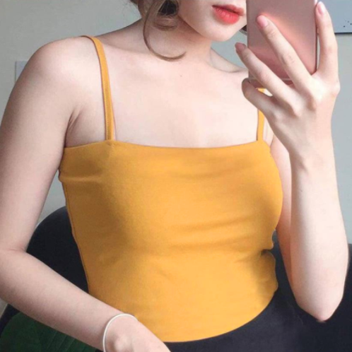 Áo Thun Croptop 2 Dây Croptop 3 Lỗ Basic Chất Liệu Thu Gân Dày