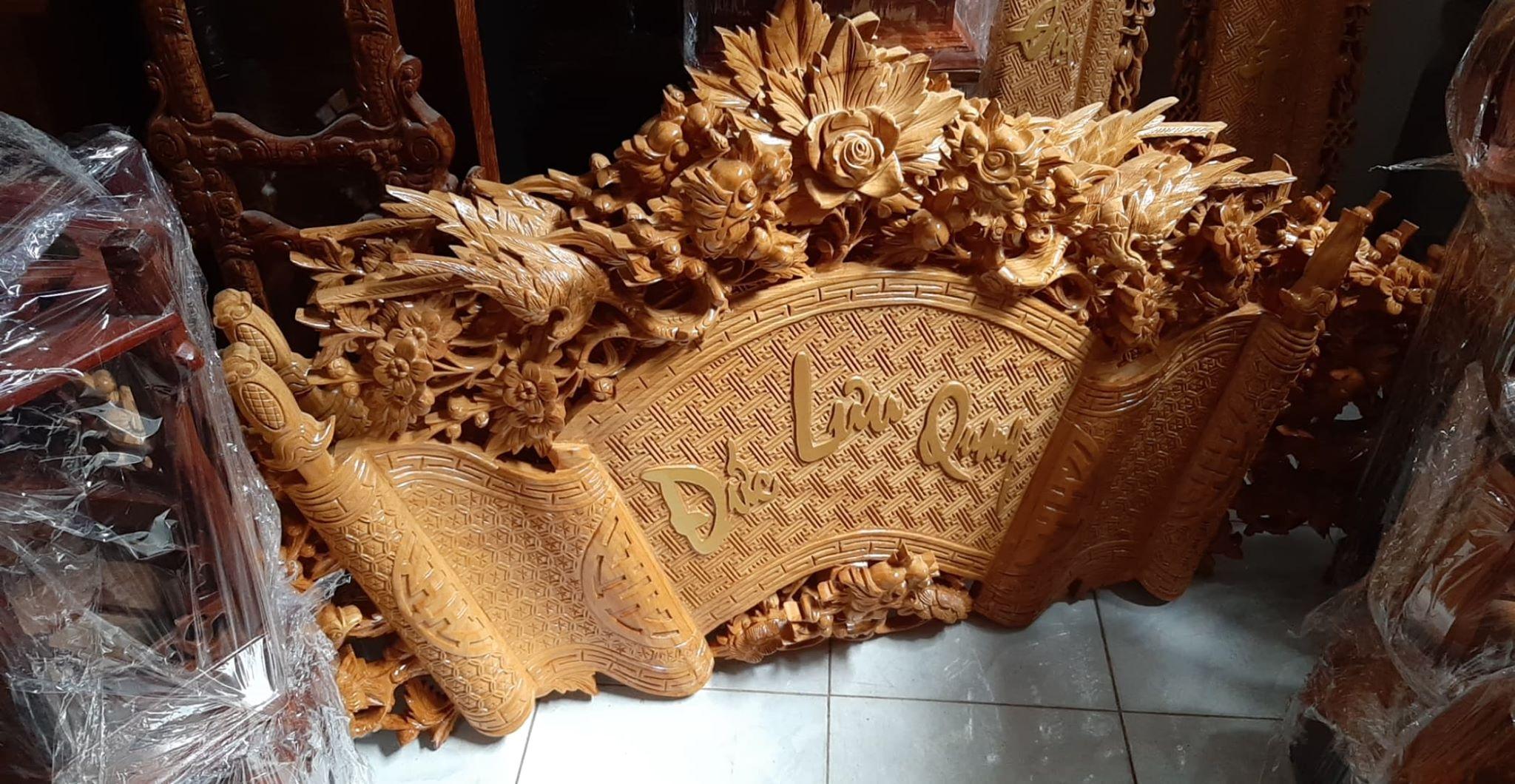 [Trả góp 0%] Bộ Hoành phi câu đối gỗ gõ