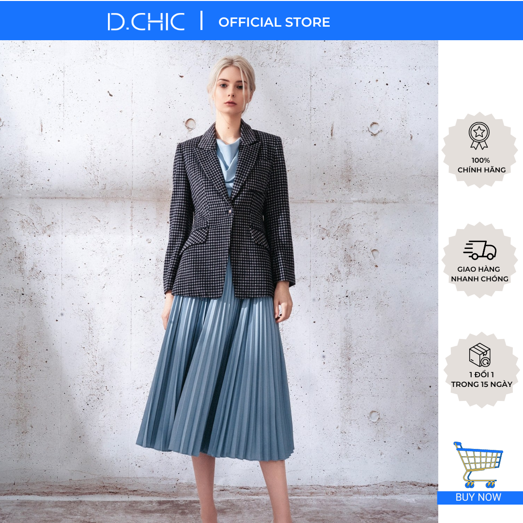 Áo vest dạ kẻ dáng ôm cổ 2 ve by D.CHIC MS: 160352
