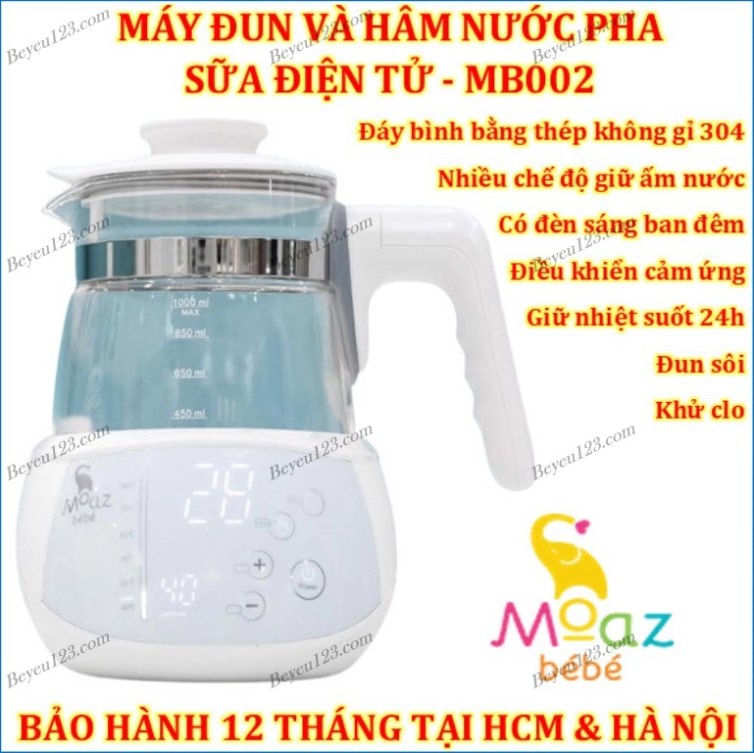 Bình đun nước và hâm nước pha sữa thông minh khử Clo và giữ nhiệt 24 giờ Moaz Bébé MB - 002 MGG