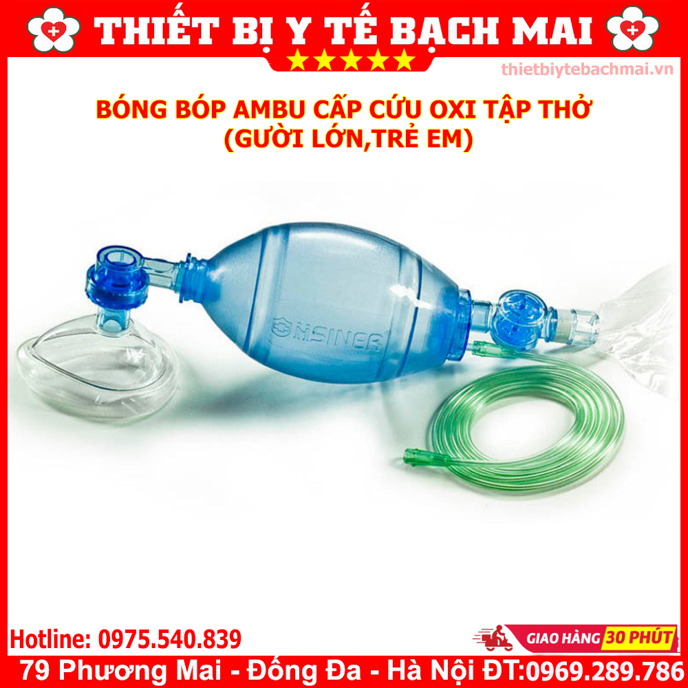 Bóng Bóp Ambu Cấp Cứu Oxy Tập Thở (Người Lớn, Trẻ Em)