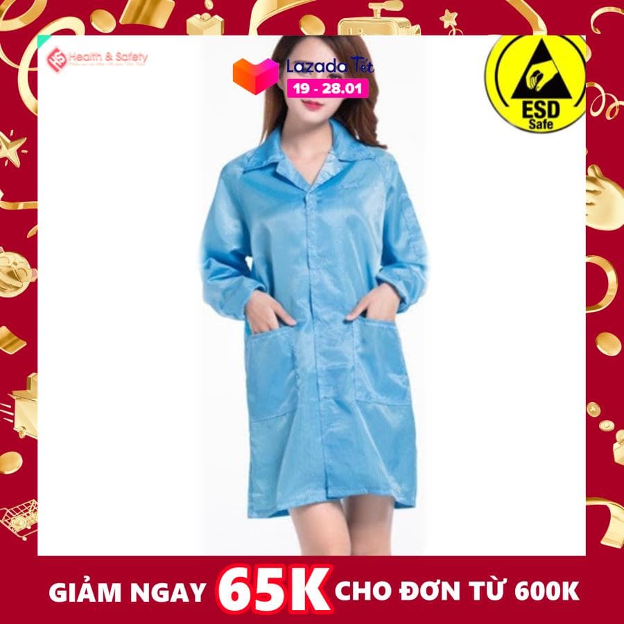 Áo blue phòng sạch chống tĩnh điện cao cấp - Màu xanh