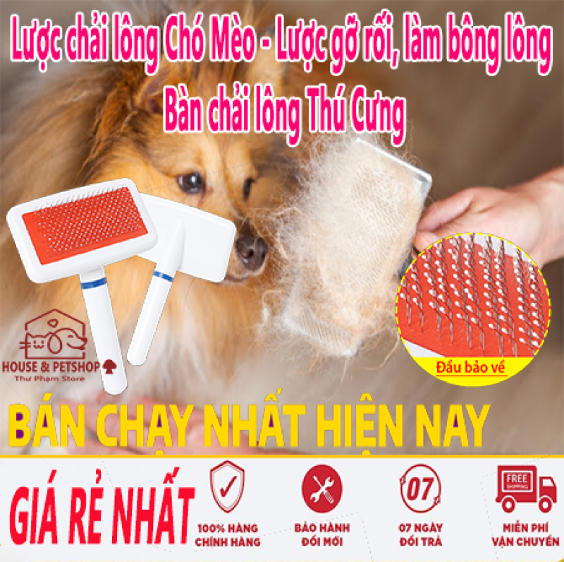 Lược chải lông Chó Mèo - Lược Gỡ Rối Lông, làm Bông Lông Chó Mèo - Bàn chải lông thú cưng