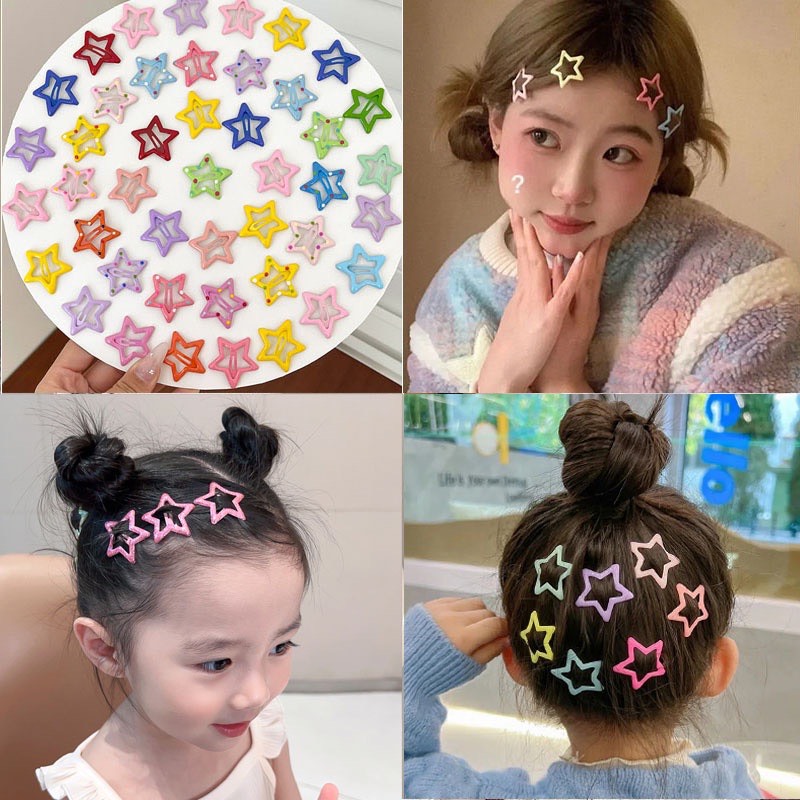 Set 3 kẹp tóc ngôi sao nhiều màu dễ thương cho bé