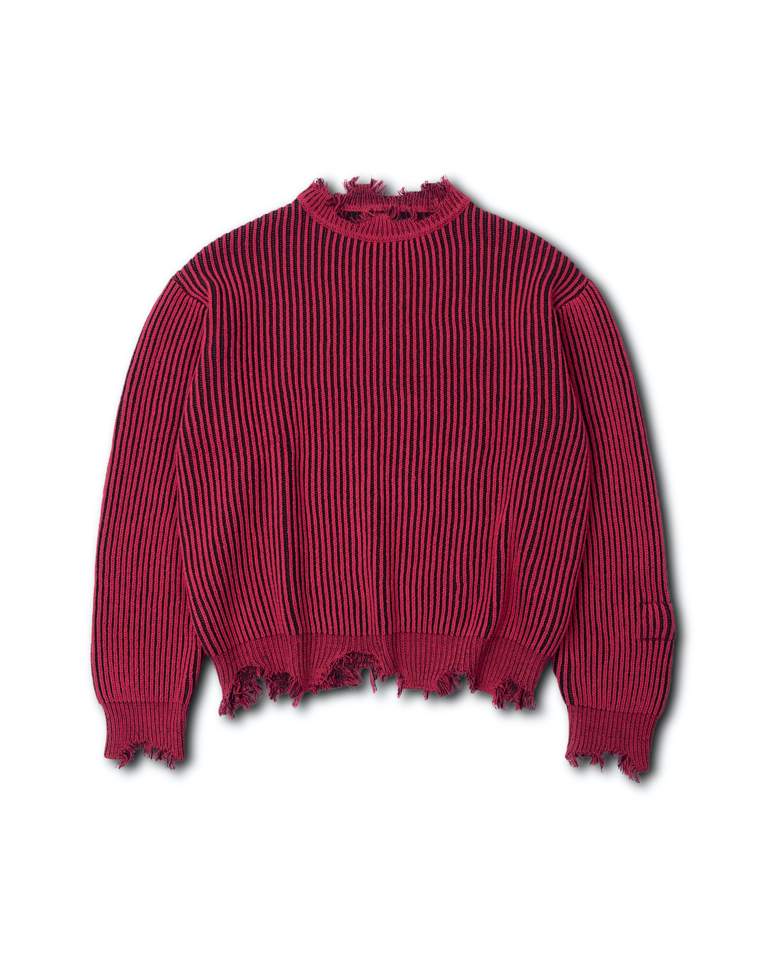 B/R DISTRESSED RIB KNIT SWEATER