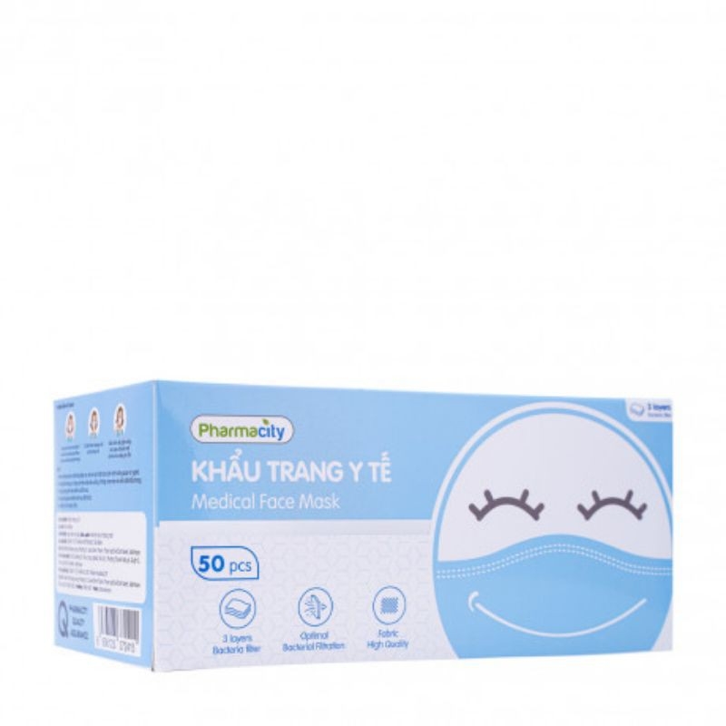 [HCM]Khẩu trang y tế Farmacity ( Hộp 50 cái ) 3 lớp bảo vệ kháng khuẩn cao cấp