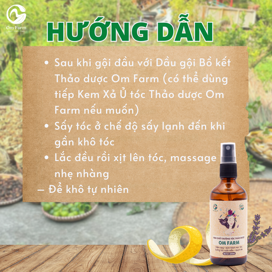 Tinh chất dưỡng tóc Bưởi Thảo dược Om farm 100ml